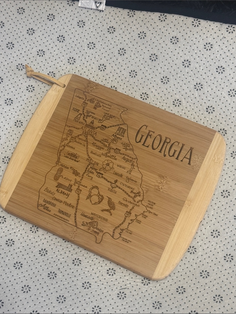 Georgia Bamboo Cutting/Serving Board - Engraved State Map